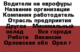 Водители на еврофуры › Название организации ­ Компания-работодатель › Отрасль предприятия ­ Другое › Минимальный оклад ­ 1 - Все города Работа » Вакансии   . Орловская обл.,Орел г.